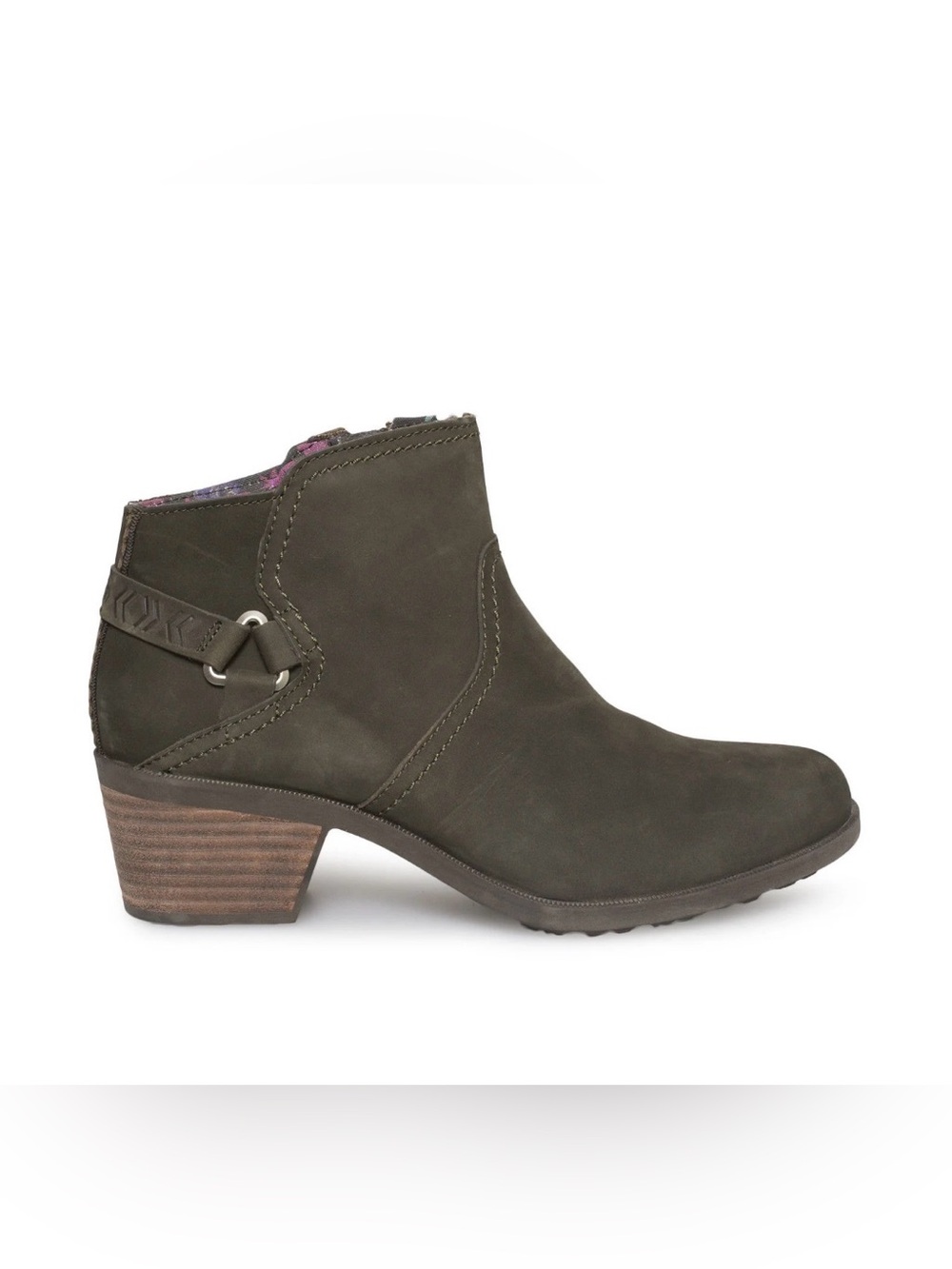Women’s Olive Green Ankle Boot with Low Block Heel